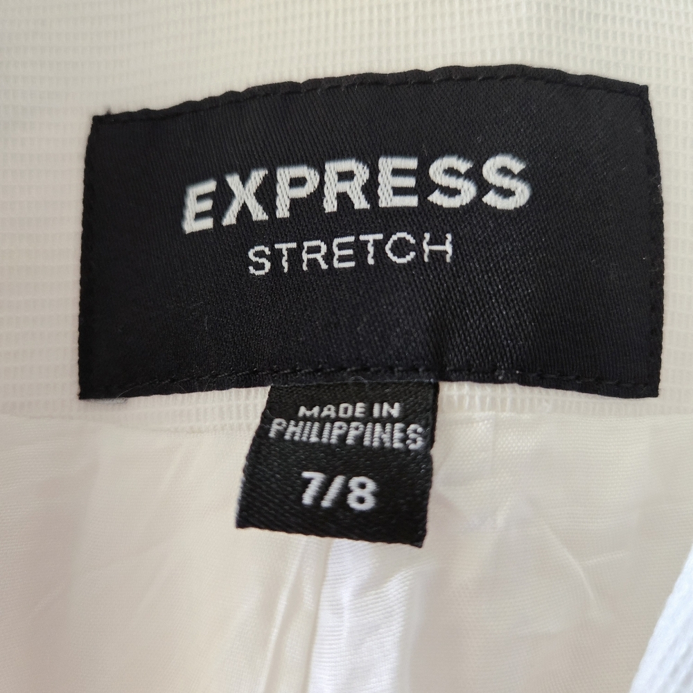 Vintage Express Stretch Blazer Jacket Size 7/8 White Lined 2 Button Pockets - Picture 4 of 16